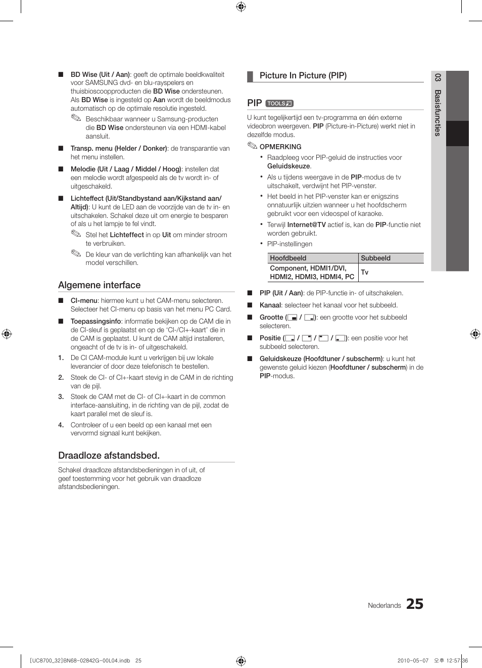 Algemene interface, Draadloze afstandsbed | Samsung UE32C8700XS User Manual | Page 211 / 249
