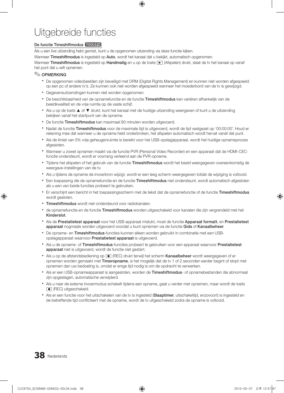 Uitgebreide functies | Samsung UE32C8700XS User Manual | Page 224 / 249