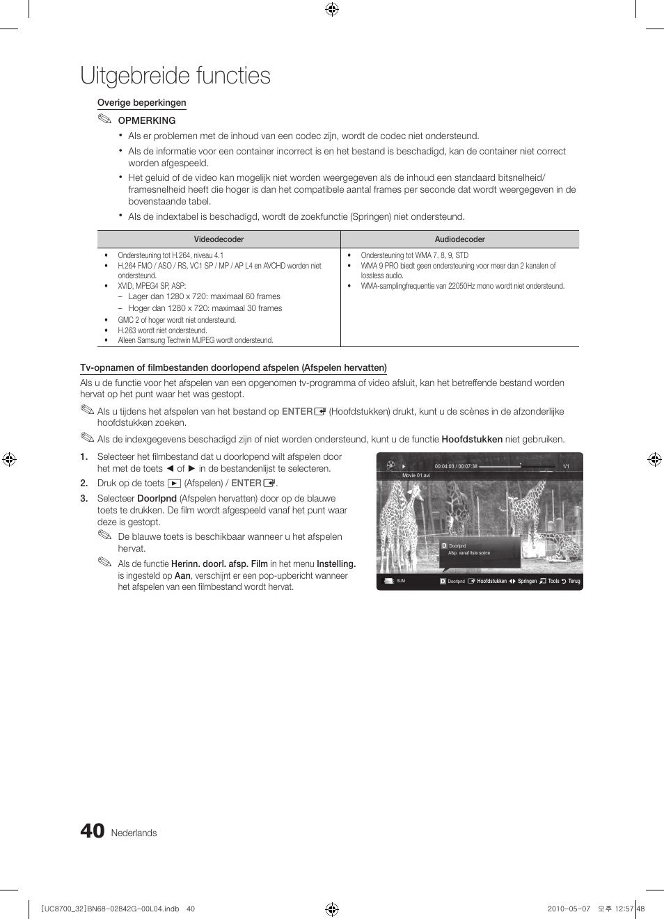 Uitgebreide functies | Samsung UE32C8700XS User Manual | Page 226 / 249
