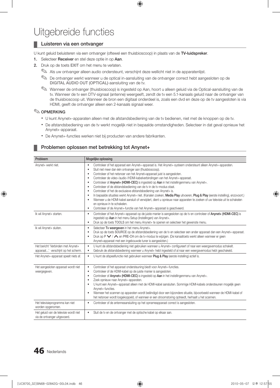 Uitgebreide functies | Samsung UE32C8700XS User Manual | Page 232 / 249