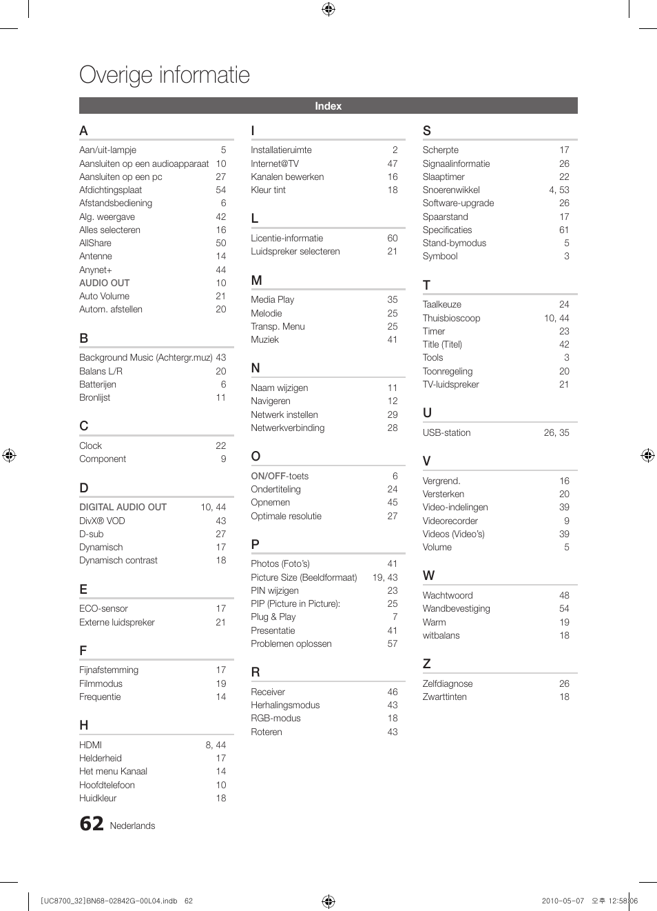 Overige informatie | Samsung UE32C8700XS User Manual | Page 248 / 249