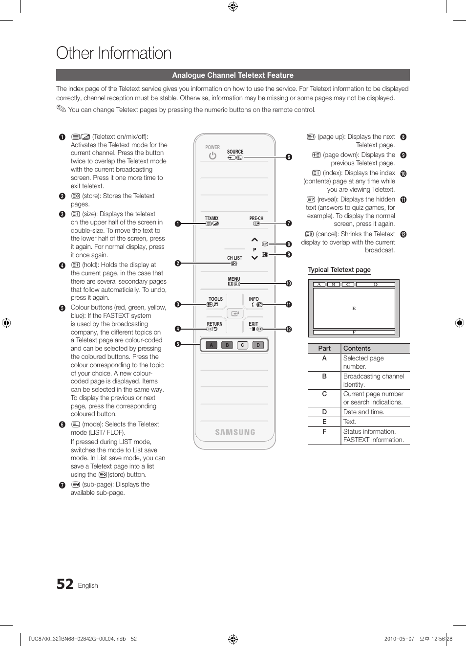 Other information | Samsung UE32C8700XS User Manual | Page 52 / 249