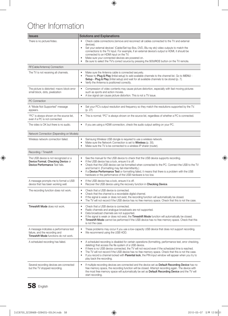 Other information | Samsung UE32C8700XS User Manual | Page 58 / 249