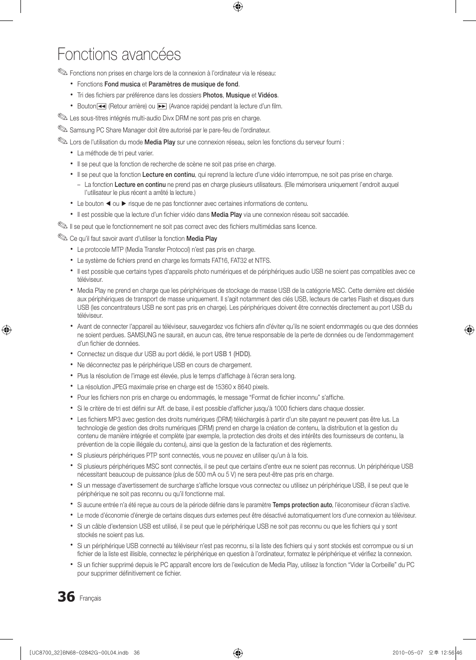 Fonctions avancées | Samsung UE32C8700XS User Manual | Page 98 / 249