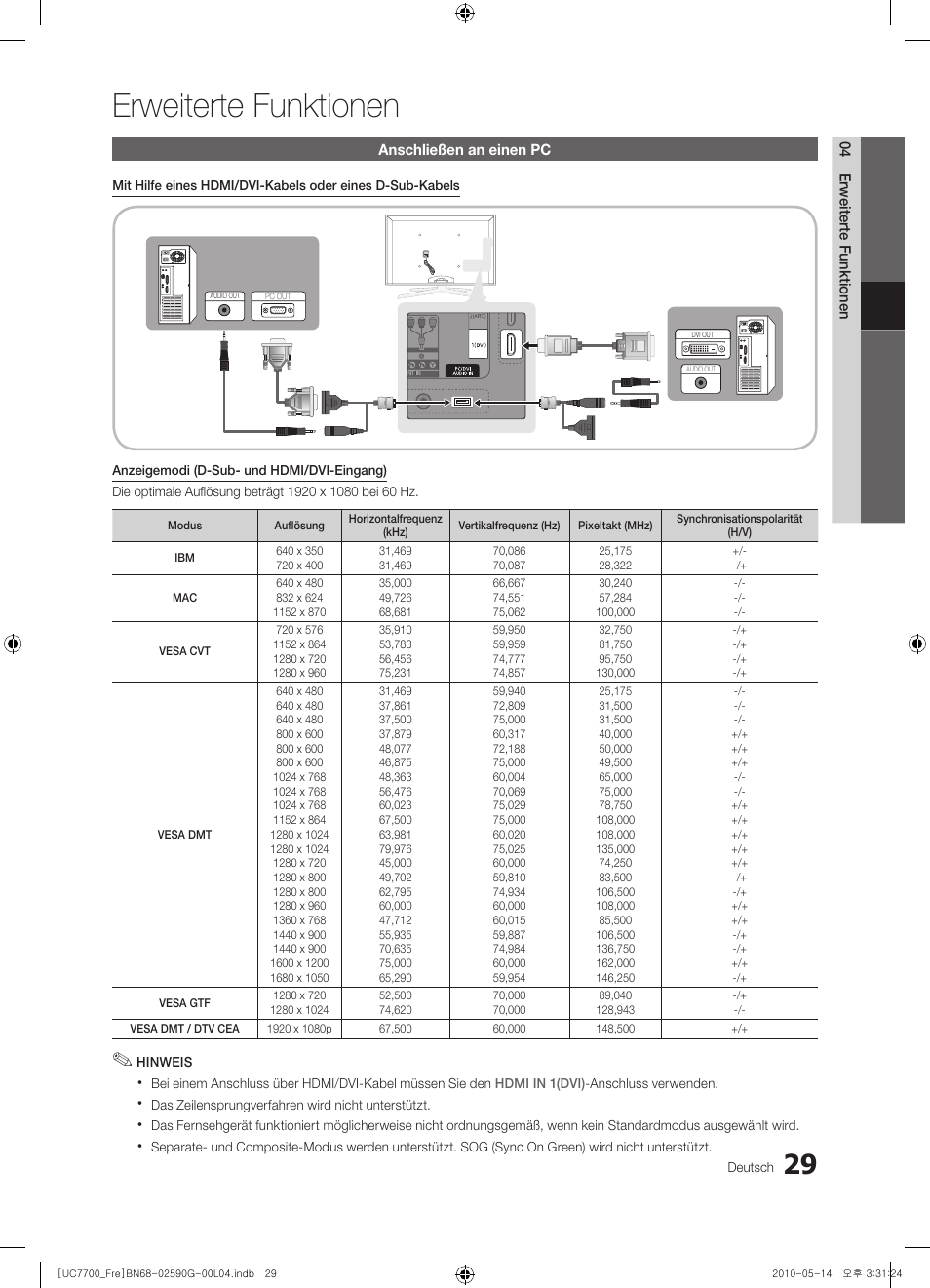 Erweiterte funktionen | Samsung UE40C7700WS User Manual | Page 157 / 258