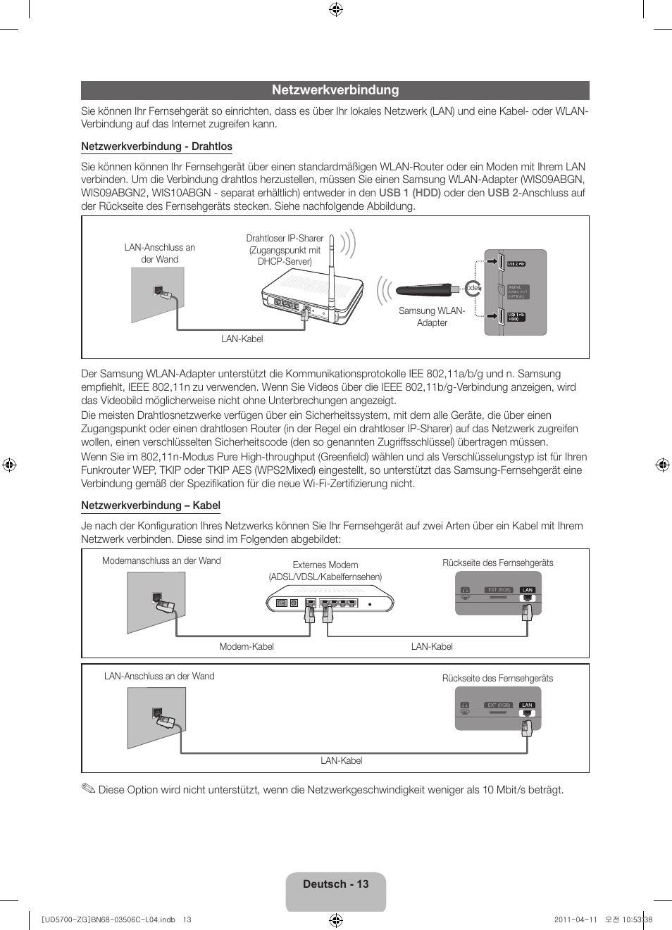 Netzwerkverbindung | Samsung UE40D5720RS User Manual | Page 33 / 80