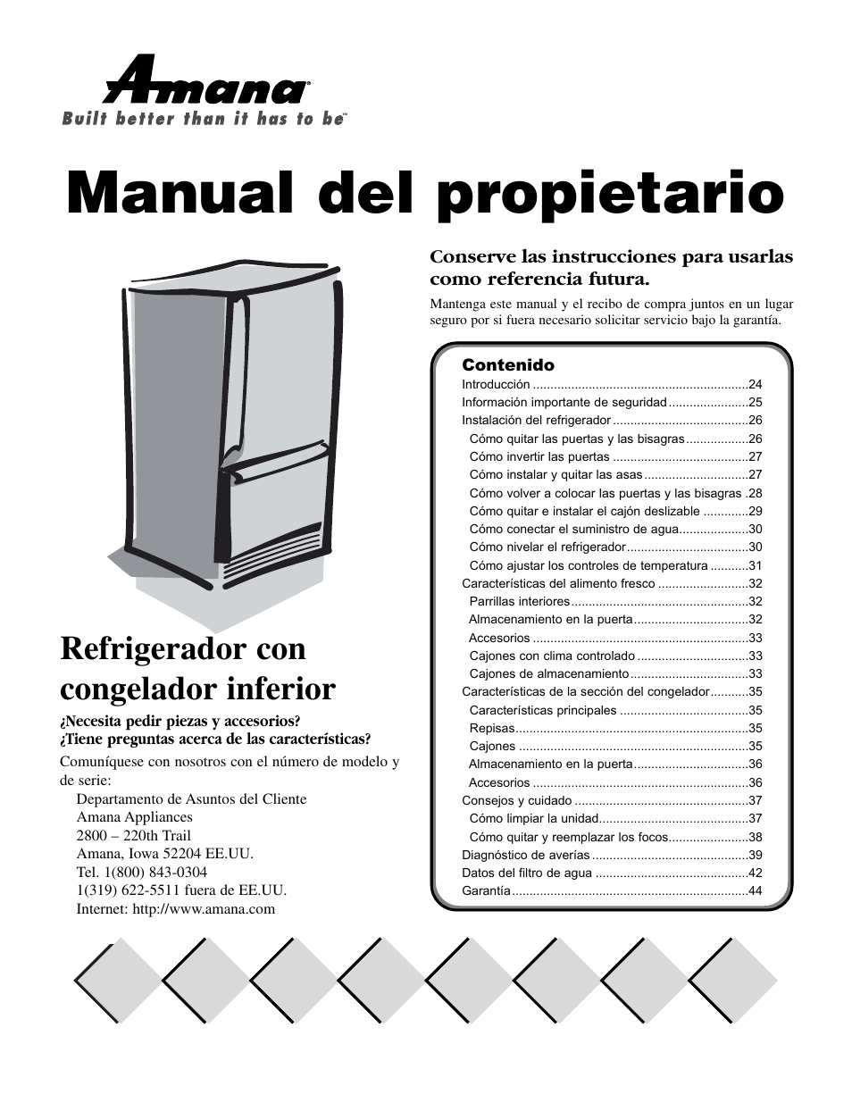 Manual del propietario, Refrigerador con congelador inferior | Amana Bottom-Freezer Refrigerator User Manual | Page 23 / 72