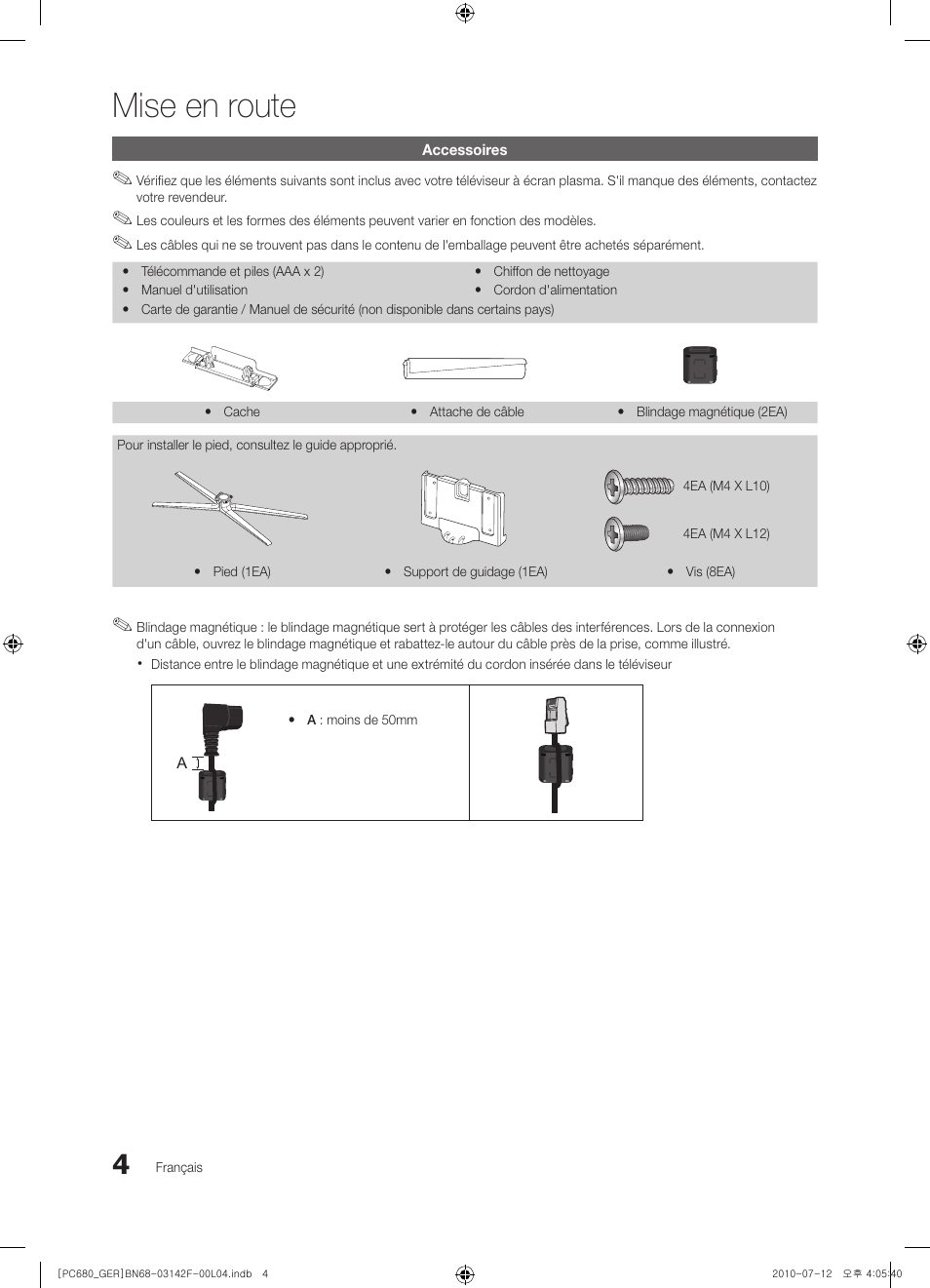 Mise en route | Samsung PS50C687G5S User Manual | Page 112 / 216