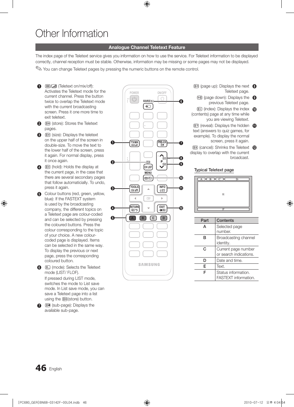 Other information | Samsung PS50C687G5S User Manual | Page 46 / 216
