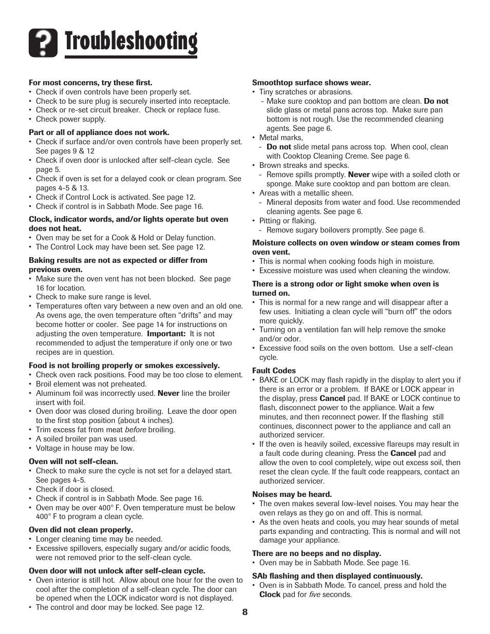 Troubleshooting | Amana 500 User Manual | Page 9 / 20