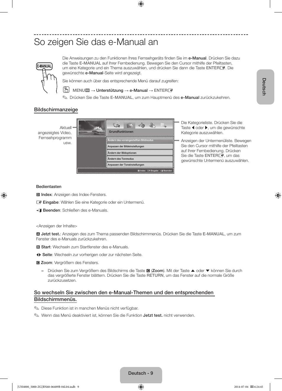 So zeigen sie das e-manual an | Samsung UE48H5090AS User Manual | Page 31 / 89