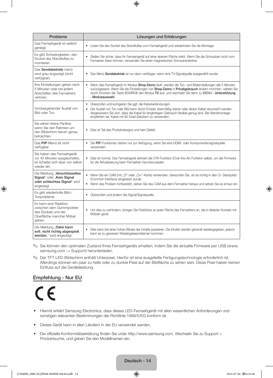 Empfehlung - nur eu | Samsung UE48H5090AS User Manual | Page 36 / 89