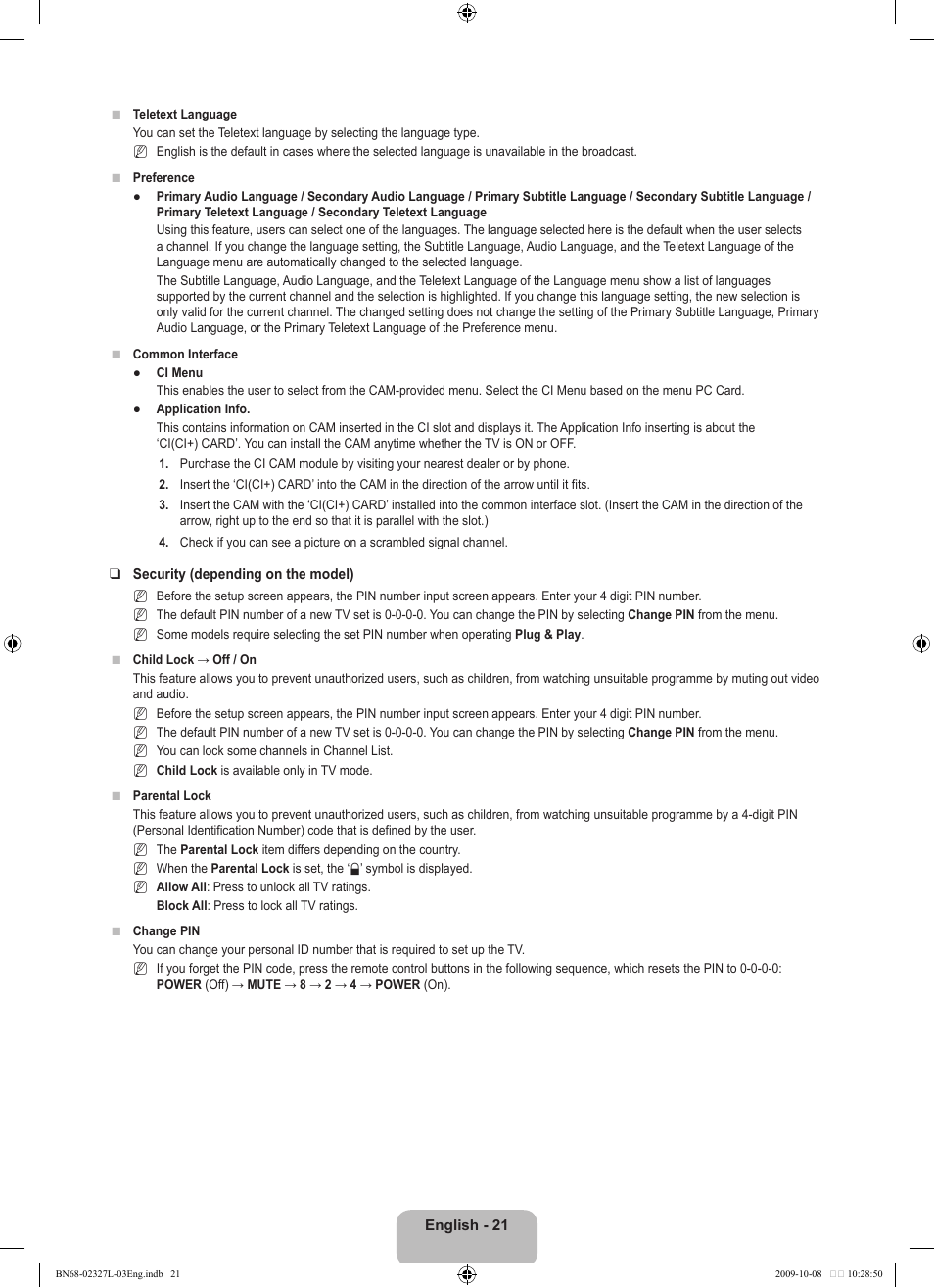 Samsung LE52B750U1W User Manual | Page 23 / 674