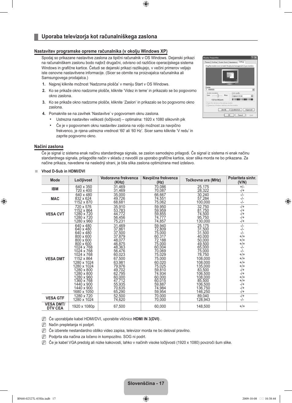 Uporaba televizorja kot računalniškega zaslona | Samsung LE52B750U1W User Manual | Page 539 / 674