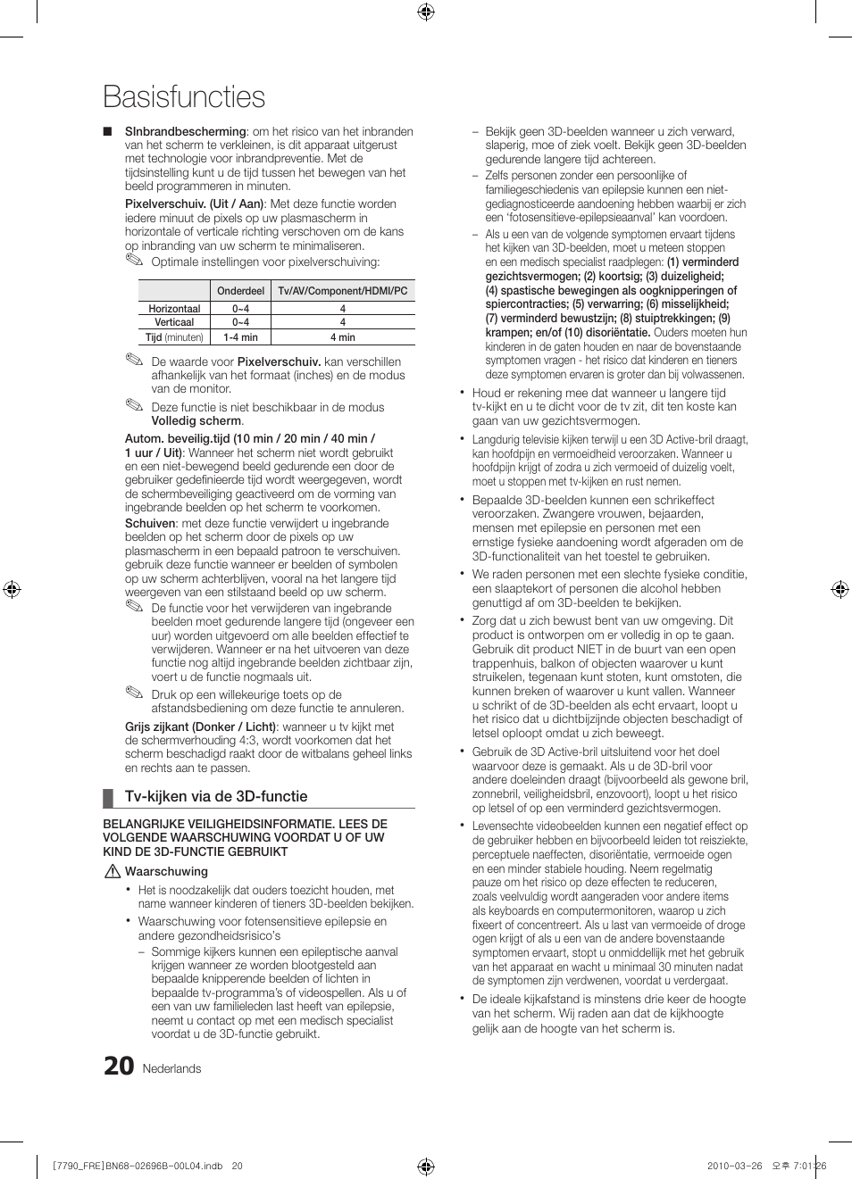 Basisfuncties | Samsung PS63C7700YS User Manual | Page 212 / 258