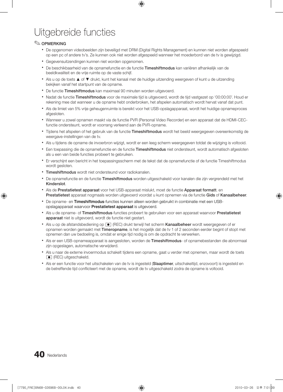 Uitgebreide functies | Samsung PS63C7700YS User Manual | Page 232 / 258