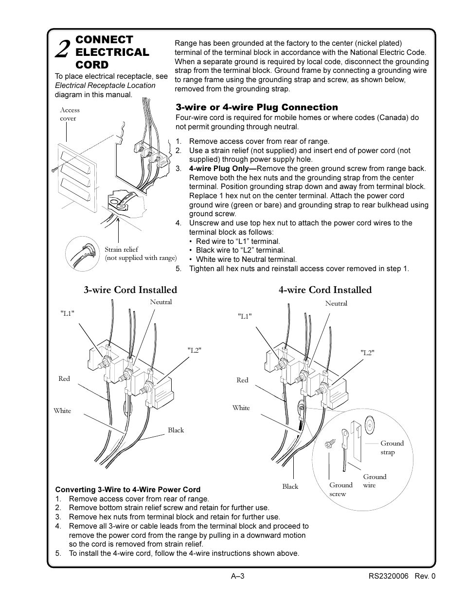 Connect electrical cord, Zluh &rug ,qvwdoohg zluh &rug ,qvwdoohg | Amana RS2320006 User Manual | Page 19 / 39