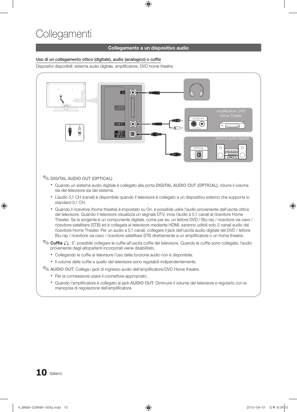 Collegamenti | Samsung UE46C8700XS User Manual | Page 202 / 258
