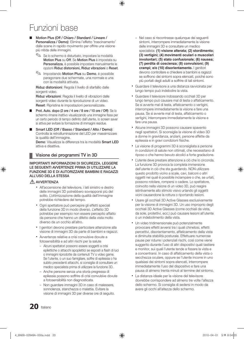 Funzioni base | Samsung UE46C8700XS User Manual | Page 212 / 258