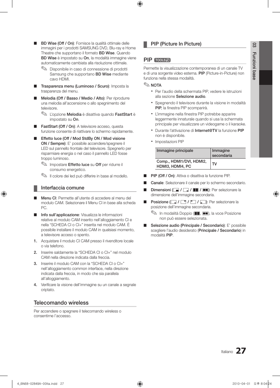 Telecomando wireless | Samsung UE46C8700XS User Manual | Page 219 / 258