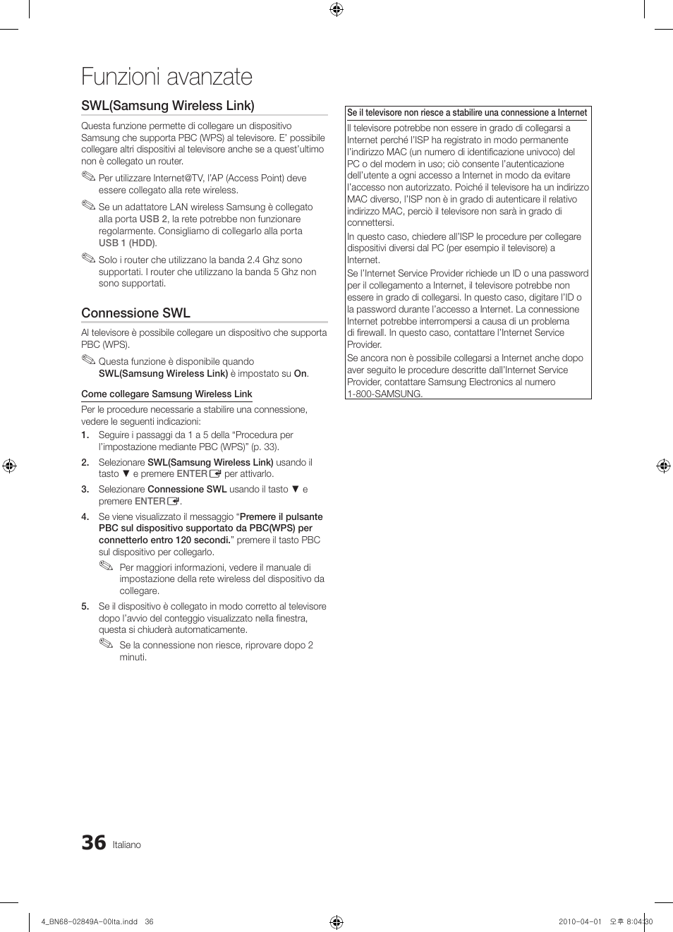 Funzioni avanzate | Samsung UE46C8700XS User Manual | Page 228 / 258