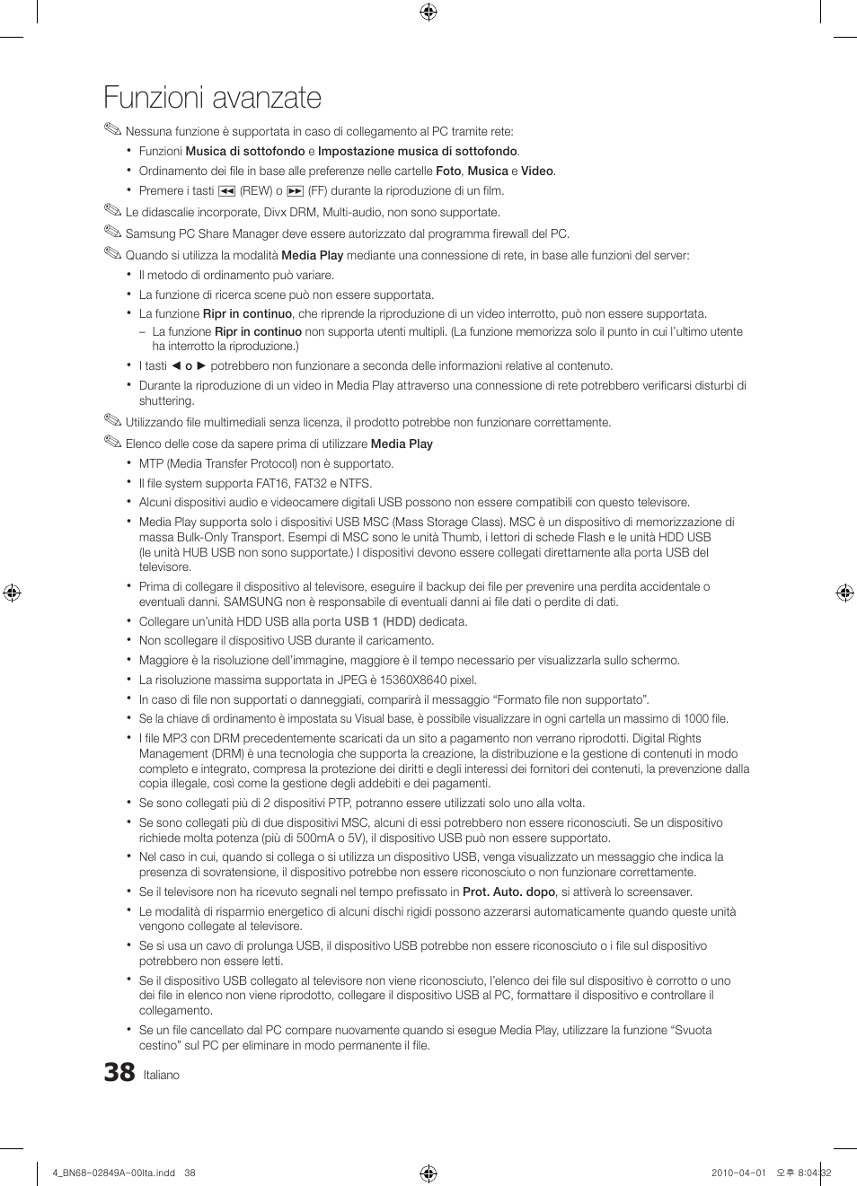 Funzioni avanzate | Samsung UE46C8700XS User Manual | Page 230 / 258