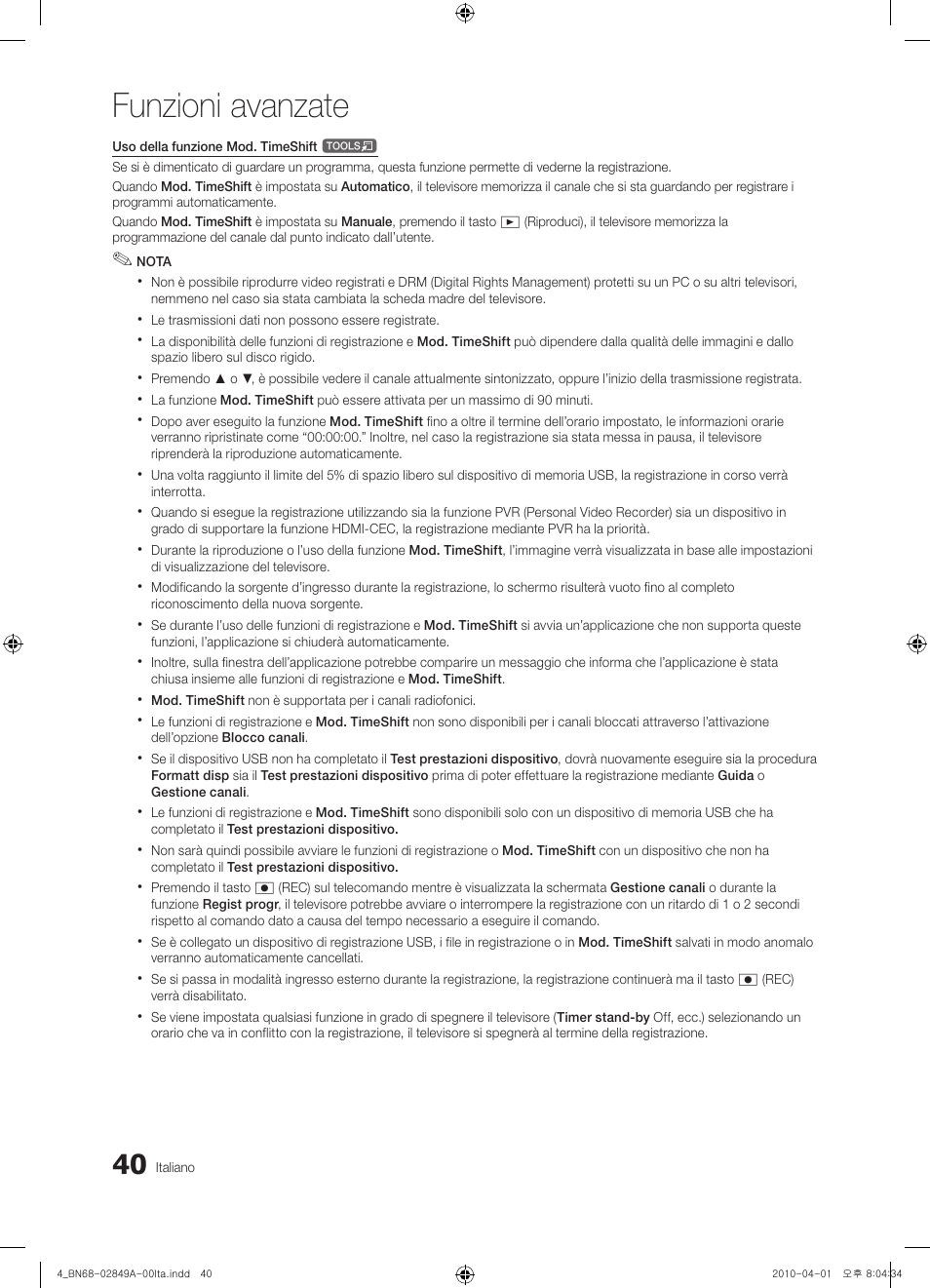 Funzioni avanzate | Samsung UE46C8700XS User Manual | Page 232 / 258