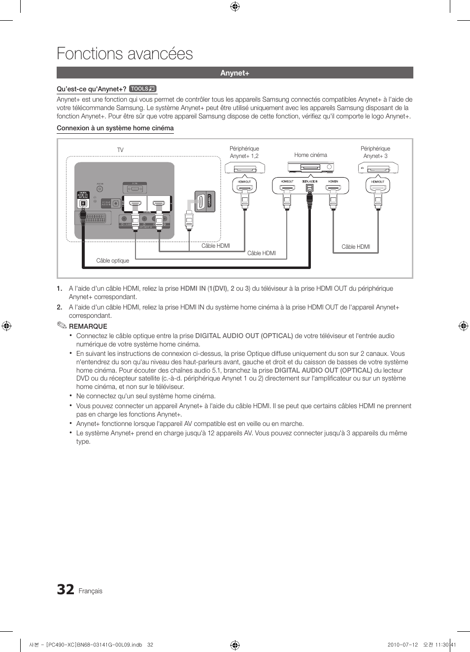 Fonctions avancées | Samsung PS50C490B3W User Manual | Page 74 / 382