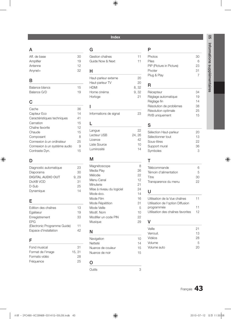 Samsung PS50C490B3W User Manual | Page 85 / 382