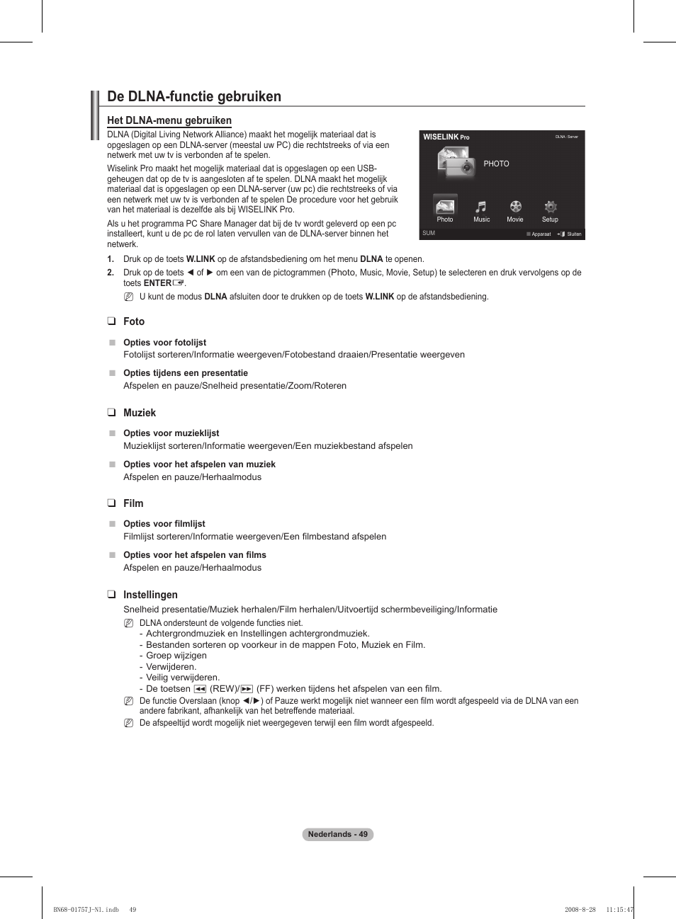 De dlna-functie gebruiken | Samsung PS63A756T1M User Manual | Page 236 / 436
