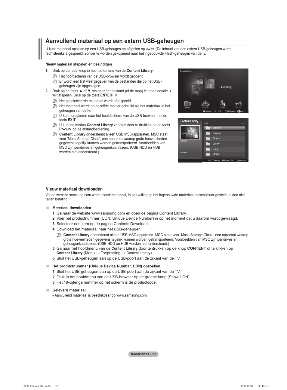 Aanvullend materiaal op een extern usb-geheugen, Nieuw materiaal downloaden | Samsung PS63A756T1M User Manual | Page 239 / 436