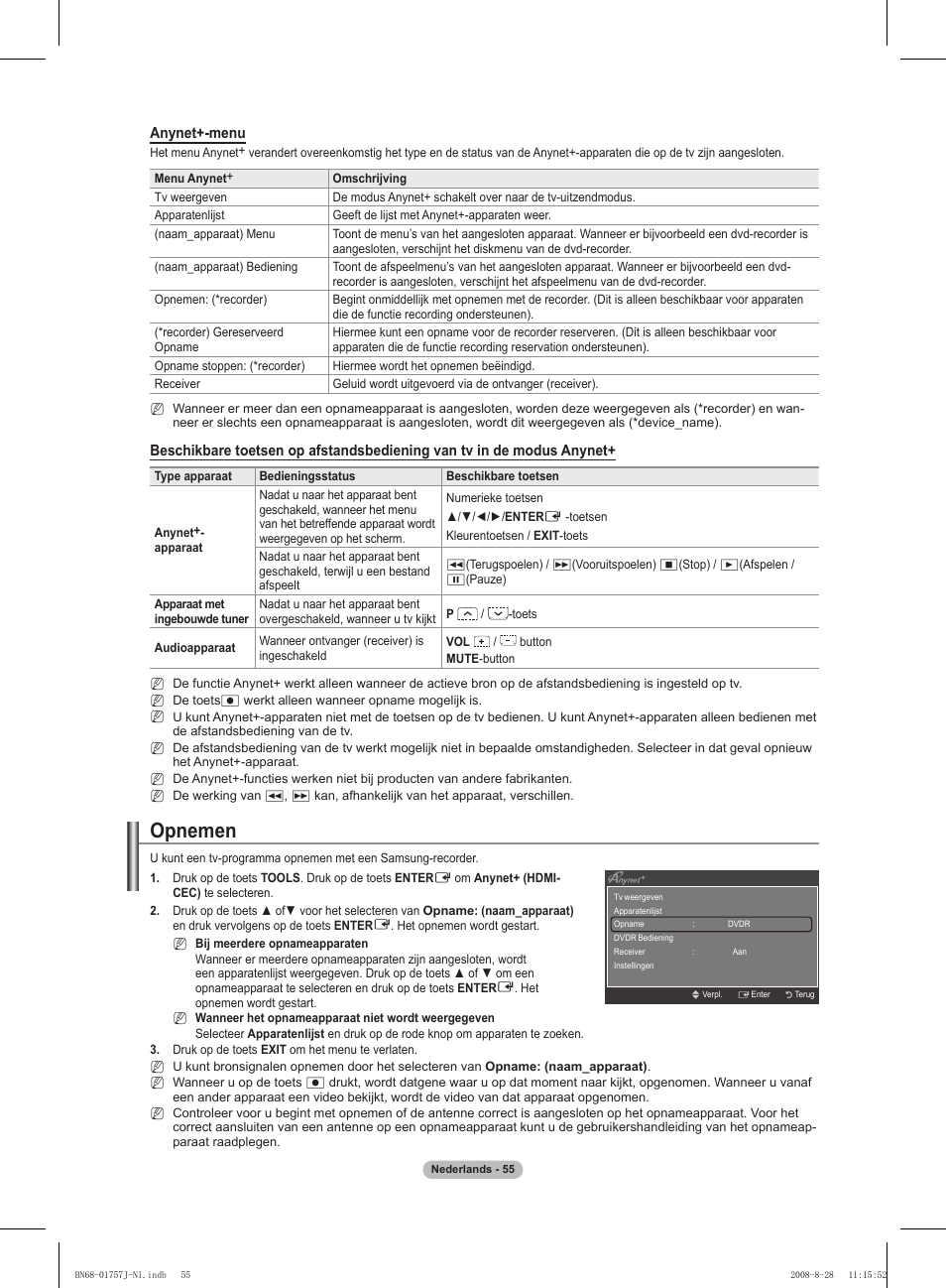 Opnemen | Samsung PS63A756T1M User Manual | Page 242 / 436