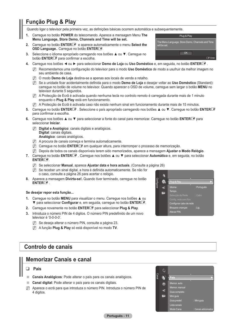 Função plug & play, País | Samsung PS63A756T1M User Manual | Page 260 / 436