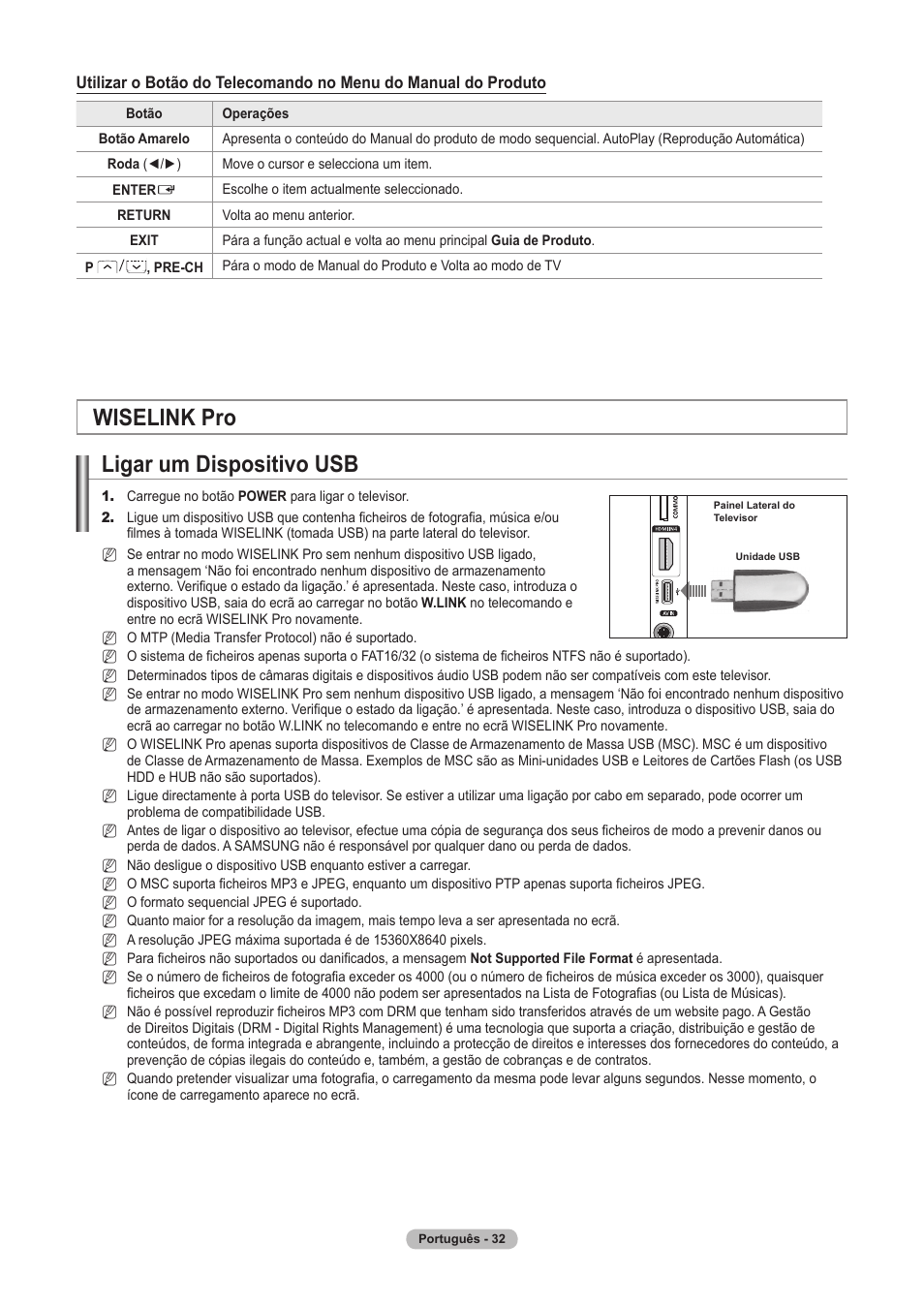 Wiselink pro ligar um dispositivo usb | Samsung PS63A756T1M User Manual | Page 281 / 436