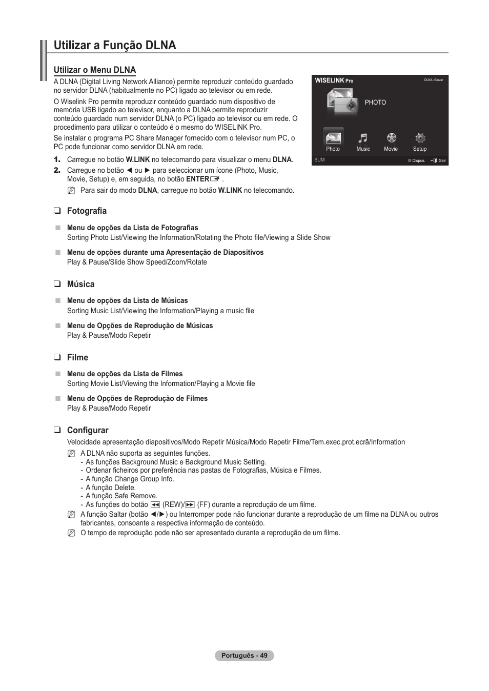 Utilizar a função dlna | Samsung PS63A756T1M User Manual | Page 298 / 436