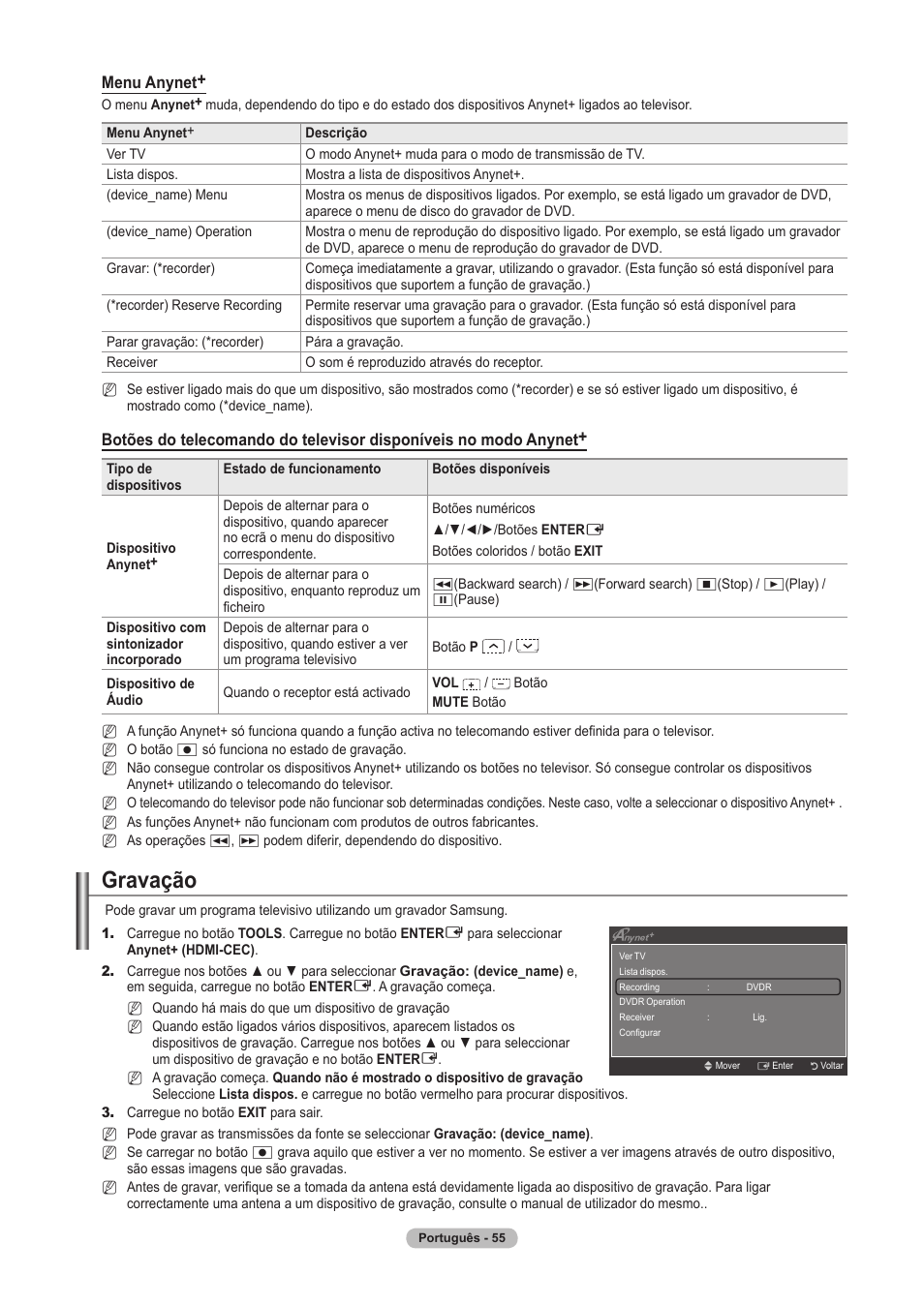 Gravação | Samsung PS63A756T1M User Manual | Page 304 / 436