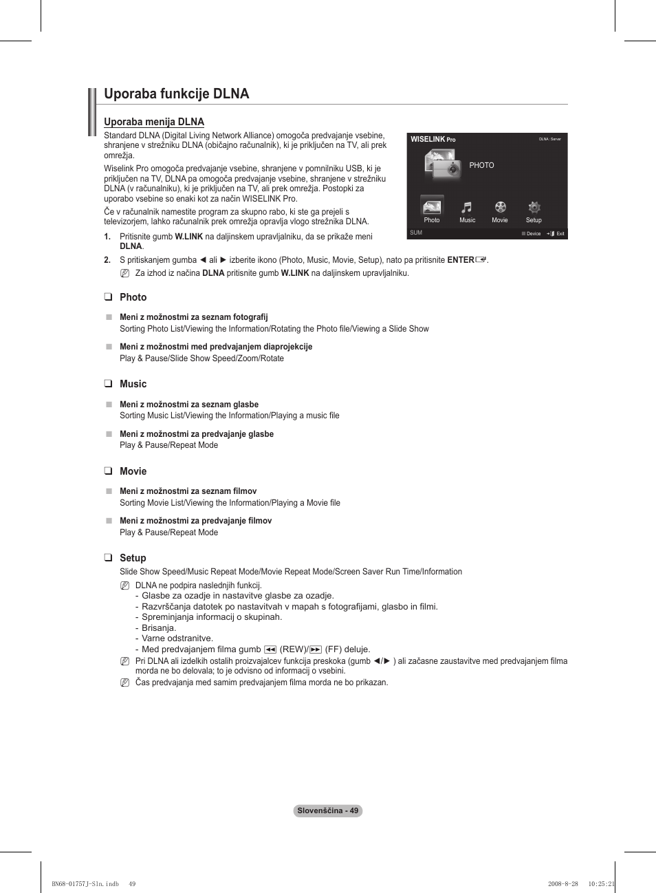 Uporaba funkcije dlna | Samsung PS63A756T1M User Manual | Page 360 / 436