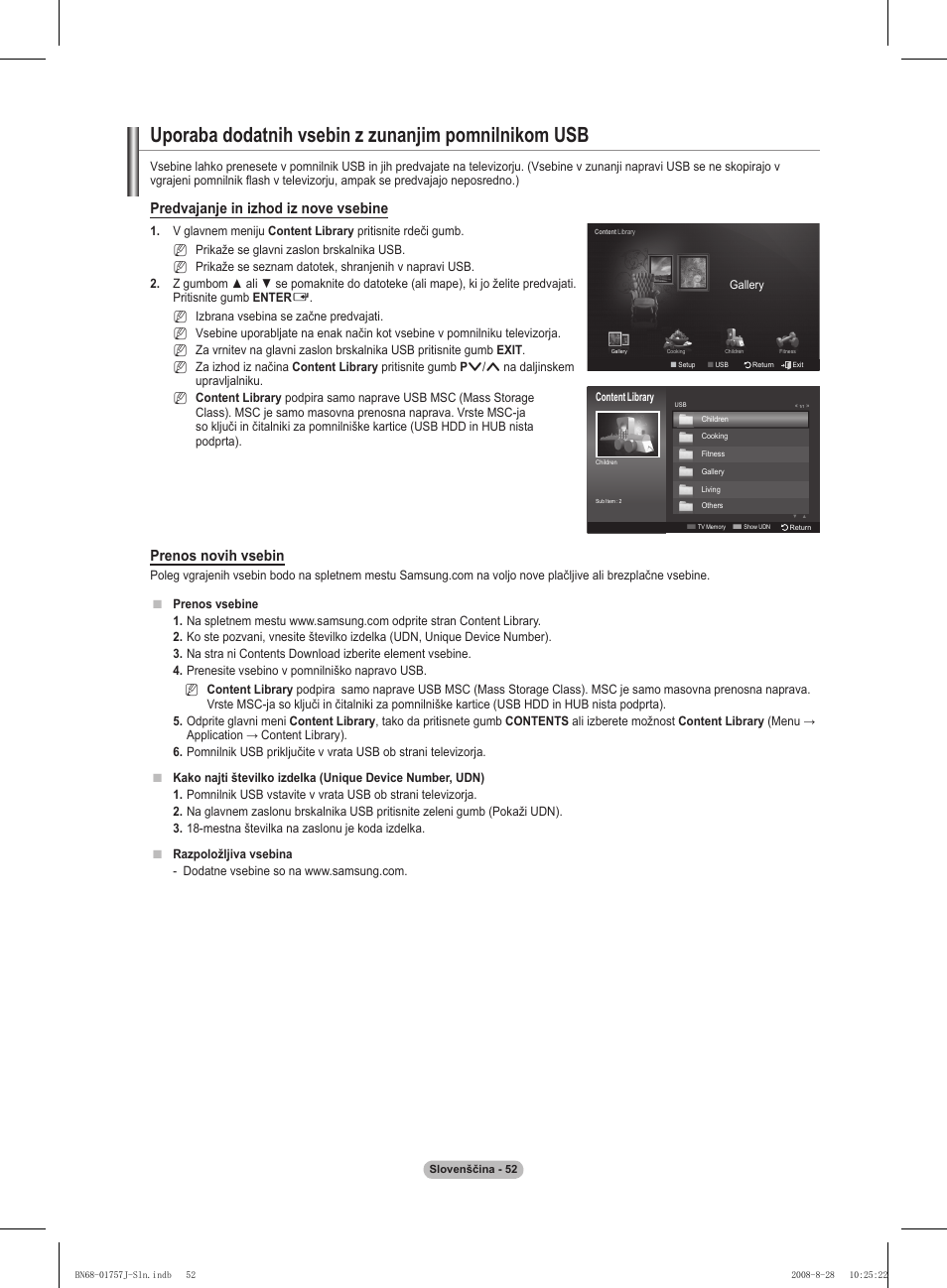 Uporaba dodatnih vsebin z zunanjim pomnilnikom usb, Predvajanje in izhod iz nove vsebine, Prenos novih vsebin | Samsung PS63A756T1M User Manual | Page 363 / 436