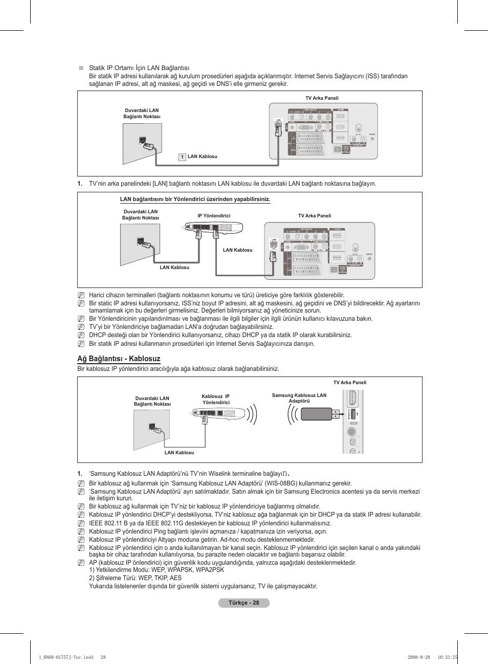 Ağ bağlantısı - kablosuz | Samsung PS63A756T1M User Manual | Page 401 / 436