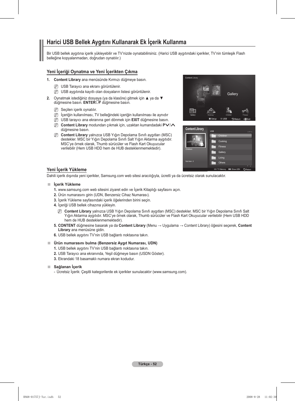 Yeni içeriği oynatma ve yeni içerikten çıkma, Yeni içerik yükleme | Samsung PS63A756T1M User Manual | Page 425 / 436