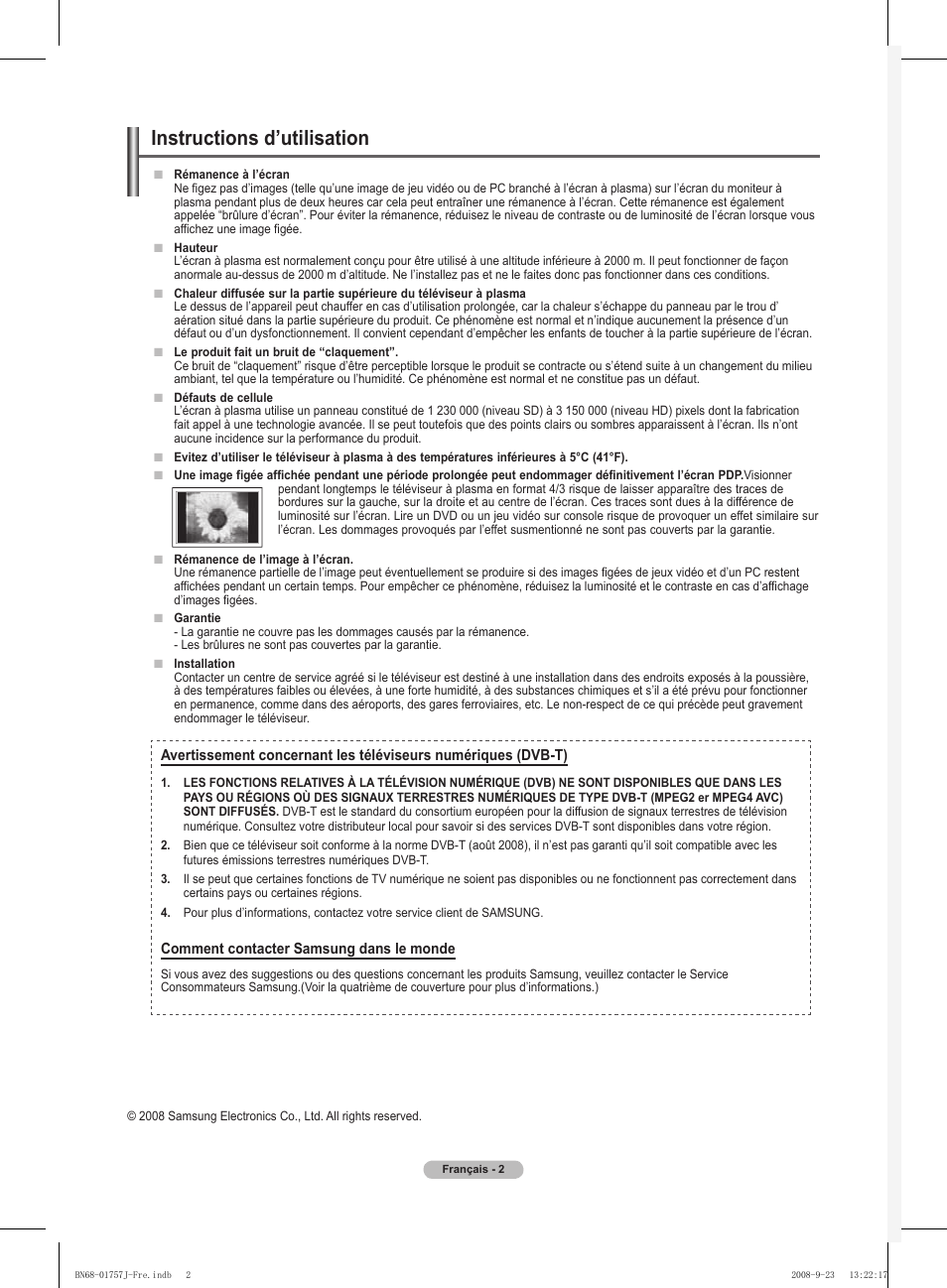 Instructions d’utilisation | Samsung PS63A756T1M User Manual | Page 65 / 436