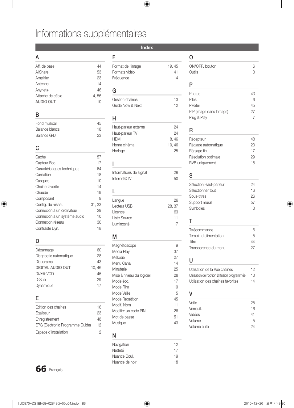Informations supplémentaires | Samsung UE46S870XS User Manual | Page 198 / 264