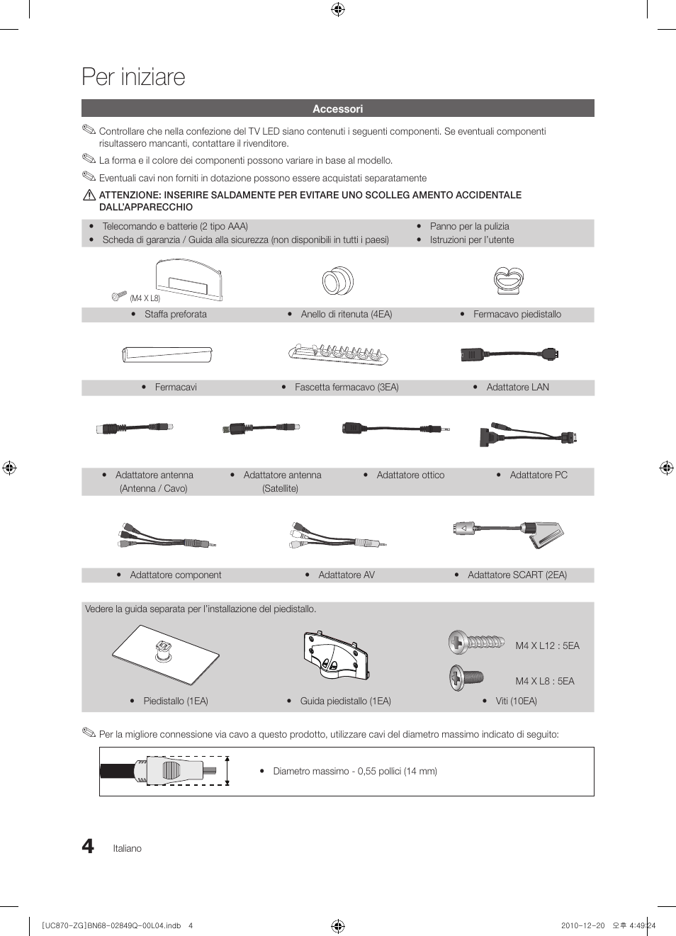Per iniziare | Samsung UE46S870XS User Manual | Page 202 / 264