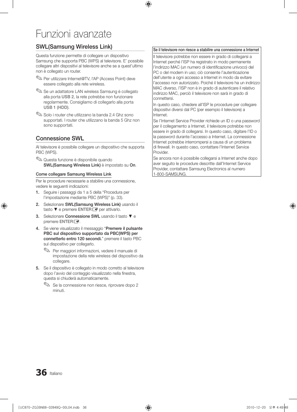 Funzioni avanzate | Samsung UE46S870XS User Manual | Page 234 / 264