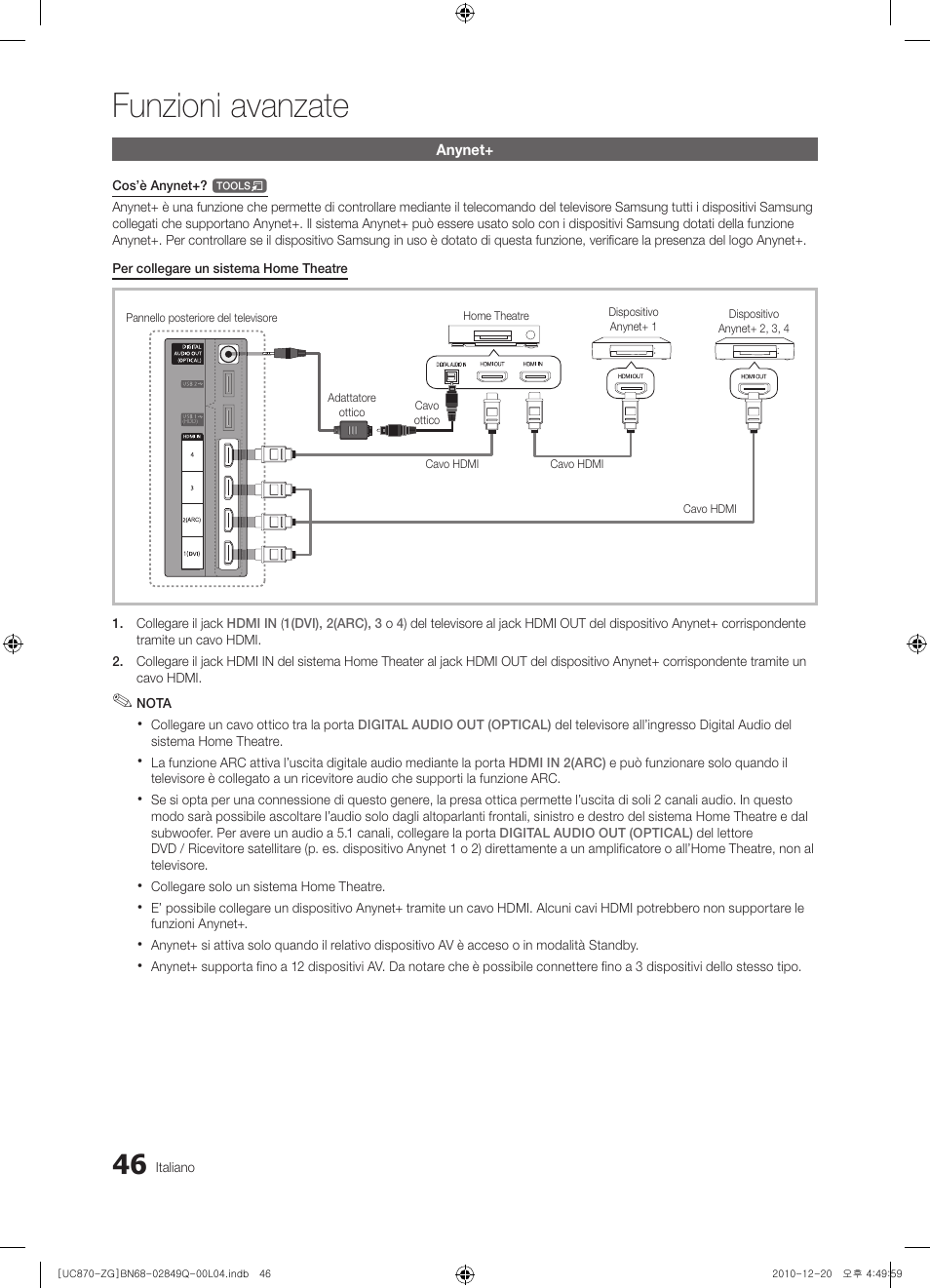 Funzioni avanzate | Samsung UE46S870XS User Manual | Page 244 / 264