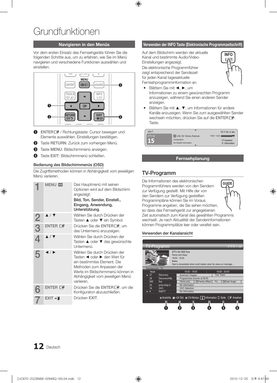 Grundfunktionen, Tv-programm | Samsung UE46S870XS User Manual | Page 78 / 264