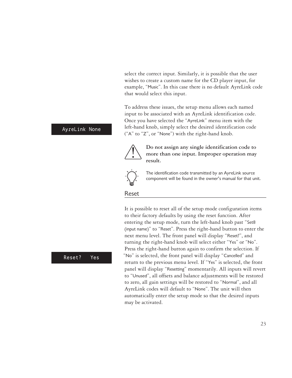 Reset | AYRE TK-8150 User Manual | Page 23 / 36