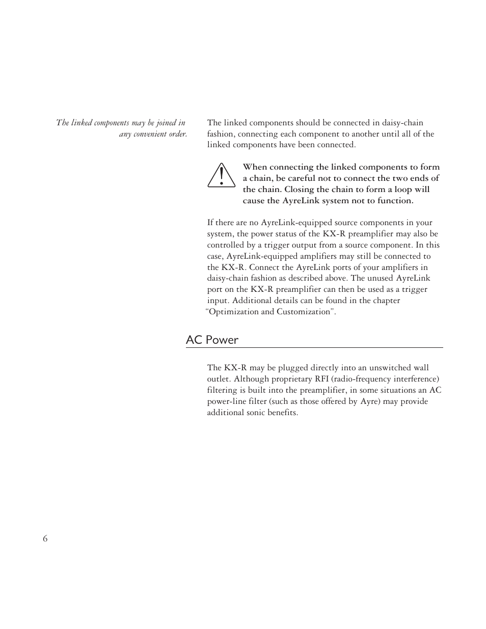 Ac power | AYRE TK-8150 User Manual | Page 6 / 36