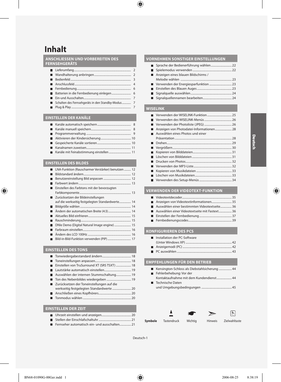 Inhalt | Samsung LE40M71B User Manual | Page 93 / 320