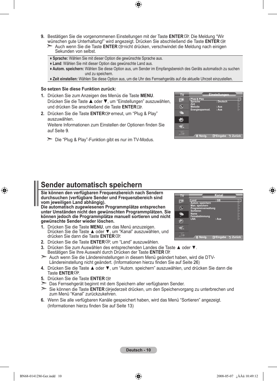 Sender automatisch speichern | Samsung LE22A656A1D User Manual | Page 112 / 403